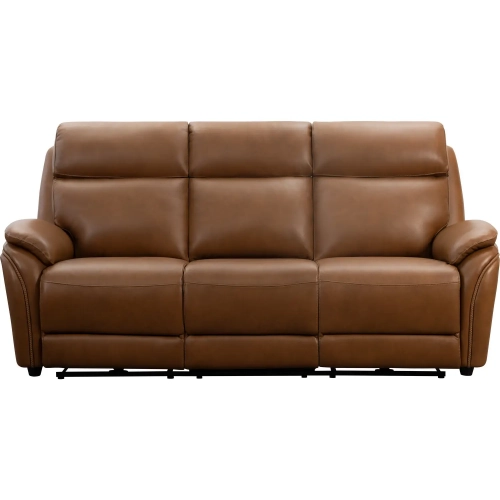 Corry Triple Power Reclining Sofa with Dropdown Table in Saddle Brown Top Grain Leather