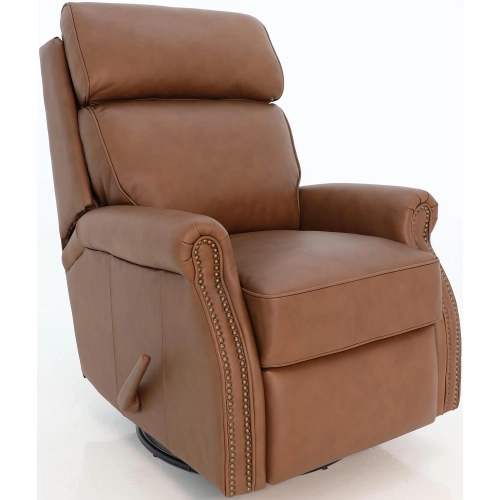 Crews Swivel Glider Recliner in Dobbs Saddle Brown Top Grain Leather
