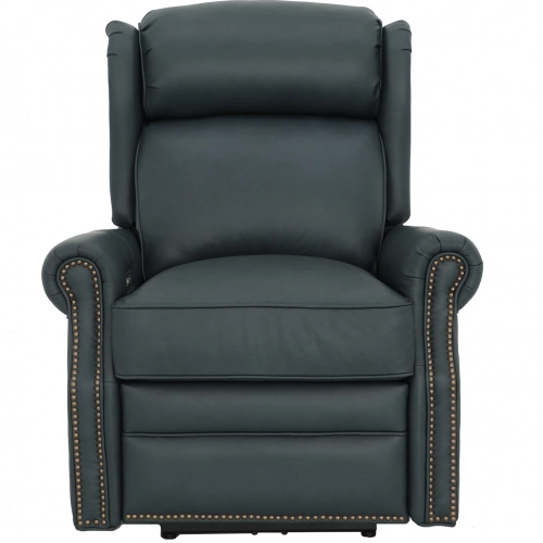 Gabby Power Recliner w/ Power Head Rest & Lumbar in Ocean Blue Top Grain Leather