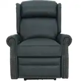 Gabby Power Recliner w/ Power Head Rest & Lumbar in Ocean Blue Top Grain Leather