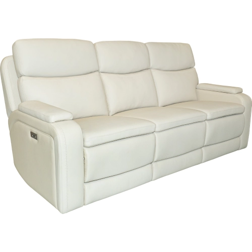 Gunner Power Recline Sofa with Power Head Rests in Kobi Almond Off White Leather