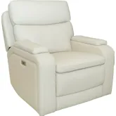 Gunner Power Recliner with Power Head Rest in Kobi Almond Off White Leather