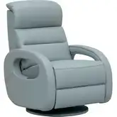 Gunter Triple Power Swivel Glider Recliner in Troy Robyn Blue Leather