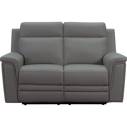 Harper Triple Power Reclining Loveseat in Berlin Cement Gray Leather