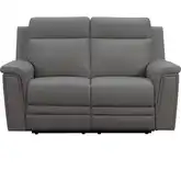Harper Triple Power Reclining Loveseat in Berlin Cement Gray Leather