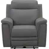 Harper Triple Power Recliner in Berlin Cement Gray Leather