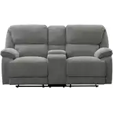 Hooper Manual Lever Recline Console Loveseat in Alma Gray Fabric
