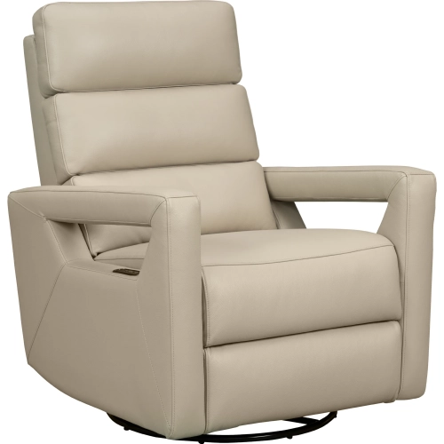 Jordan Power Swivel Glider Recliner w/ Power Head Rest in Gable Dove Top Grain Leather