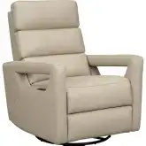 Jordan Power Swivel Glider Recliner w/ Power Head Rest in Gable Dove Top Grain Leather