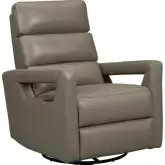 Jordan Power Swivel Glider Recliner w/ Power Head Rest in Smoke Gray Top Grain Leather