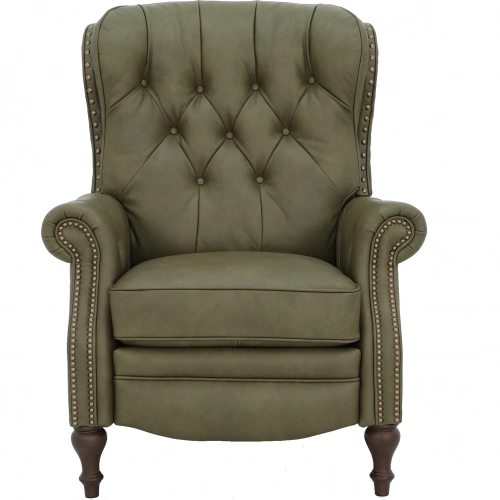 Kendall Manual Recliner in Tufted Olive Green Top Grain Leather