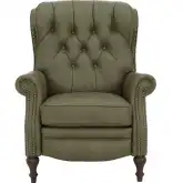 Kendall Manual Recliner in Tufted Olive Green Top Grain Leather