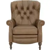 Kendall Manual Recliner in Tufted Walnut Brown Top Grain Leather