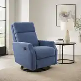 Kinsley Manual Swivel Glider Recliner in Chloe Indigo Blue Fabric