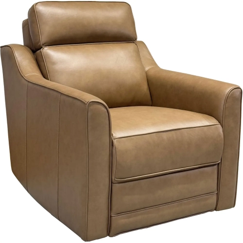 Lara Power Recliner with Heads Up Head Rest in Hillwood Toffee Brown Leather