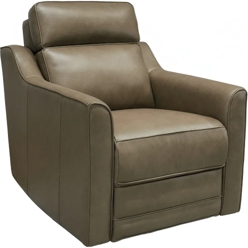 Lara Power Recliner with Heads Up Head Rest in Silk Elephant Brown Leather