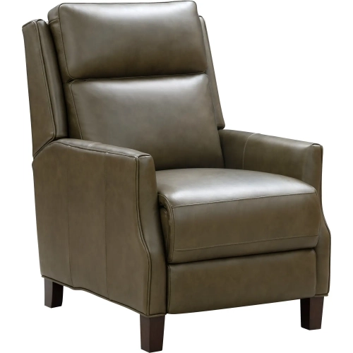 Ledger Push Thru the Arms Recliner in Oasis Olive Green Top Grain Leather