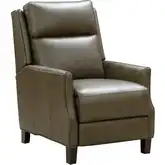 Ledger Push Thru the Arms Recliner in Oasis Olive Green Top Grain Leather