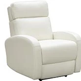 Levi Power Recliner with Heads Up Power Forward Head Rest in Winter White Top Grain Leather