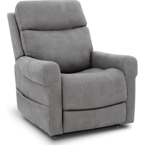 Lloyd Power Lift Recliner with Head Rest, Lumbar & Heat in Stonewash Dove Gray Fabric