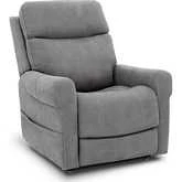 Lloyd Power Lift Recliner with Head Rest, Lumbar & Heat in Stonewash Dove Gray Fabric