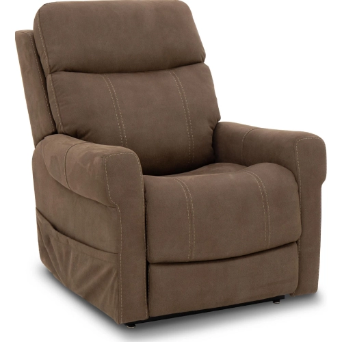 Lloyd Power Lift Recliner with Head Rest, Lumbar & Heat in Stonewash Granite Brown Fabric