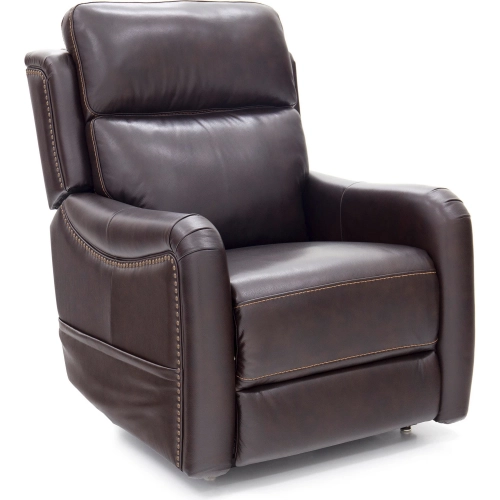 Longview Power Lift Recliner with Power Head Rest, Lumbar & Heat in Brown Leather