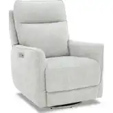 Maben Triple Power Swivel Recliner w/ Power Head Rest & Lumbar in Dove Gray Fabric
