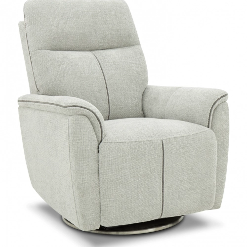 Mable Triple Power Swivel Recliner with Power Head Rest & Lumbar in Maze Dove Fabric