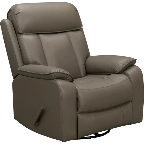 Mac Manual Swivel Glider Recliner in Lynn Smokey Gray Top Grain Leather