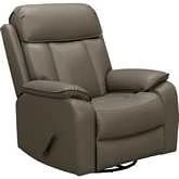 Mac Manual Swivel Glider Recliner in Lynn Smokey Gray Top Grain Leather