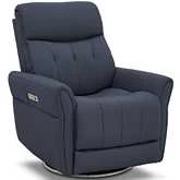 Mae Power Swivel Recliner with Head Rest & Lumbar in Ocean Blue Top Grain Leather