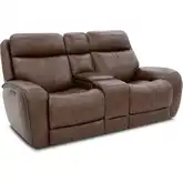 Marlen Zero Gravity Triple Power Reclining Console Loveseat in Tobacco Brown Top-Grain Leather