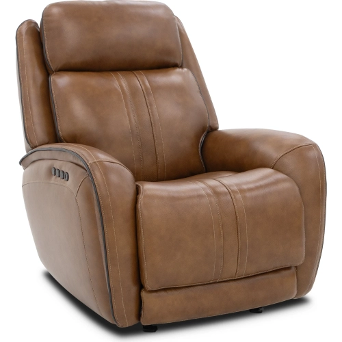 Marlen Zero Gravity Triple Power Glider Recliner in Honey Brown Top-Grain Leather