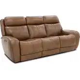 Marlen Zero Gravity Triple Power Reclining Sofa with Drop Table in Honey Brown Top-Grain Leather