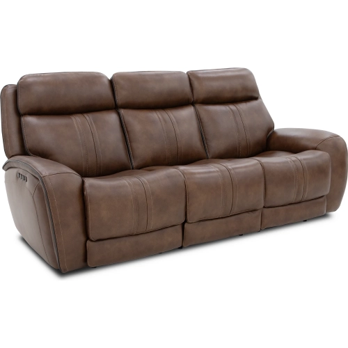 Marlen Zero Gravity Triple Power Reclining Sofa with Drop Table in Tobacco Brown Top-Grain Leather