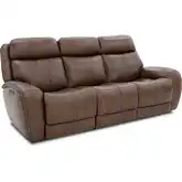 Marlen Zero Gravity Triple Power Reclining Sofa with Drop Table in Tobacco Brown Top-Grain Leather