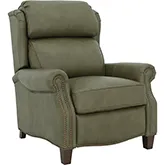 Meade Manual Recliner in Oasis Olive Green Top Grain Leather
