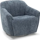Millie Single Power Swivel Chair with Power Footrest Only in Maze Denim Blue Fabric