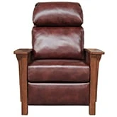 Mission Manual Recliner in Wenlock Fudge Leather & Mahogany Finish Wood