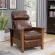 Mission Manual Recliner in Wenlock Fudge Leather & Mahogany Finish Wood