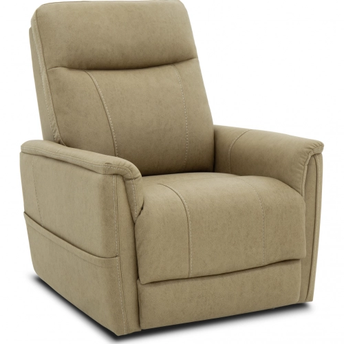 Montclair Power Lift Recliner with Power Head Rest, Power Lumbar & Heat in Sand Brown Fabric