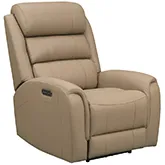 Monterey Big & Tall Power Recliner w/ Power Head Rest & Lumbar in Taupe Top Grain Leather