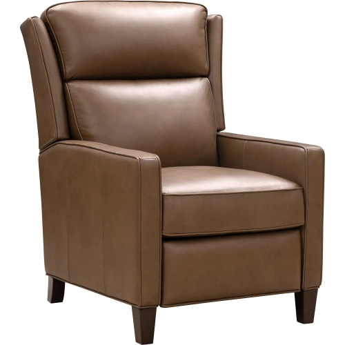 Moore Push Thre the Arms Recliner in Cashmere Taupe Neutral Top Grain Leather