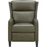 Moore Power Recliner with Power Head Rest in Oasis Olive Green Top Grain Leather