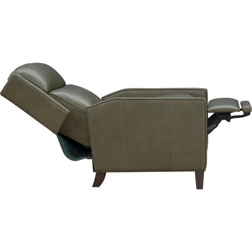 Moore Power Recliner with Power Head Rest in Oasis Olive Green Top Grain Leather