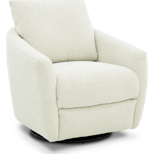 Morrow Single Power Swivel Chair with Power Footrest Only in Stella Pearl Off White Fabric