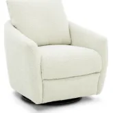 Morrow Single Power Swivel Chair with Power Footrest Only in Stella Pearl Off White Fabric