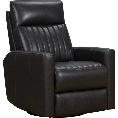 Munro Swivel Glider Power Recliner with Power Head Rest in Dark Gray Leather
