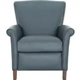 Phoebe Manual Recliner in Ocean Blue Top Grain Leather